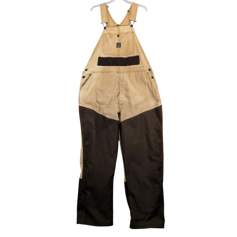 Vintage Pointer Tan Brand Brown Duck Canvas Overalls Mens 44x31 Workwear USA 90s